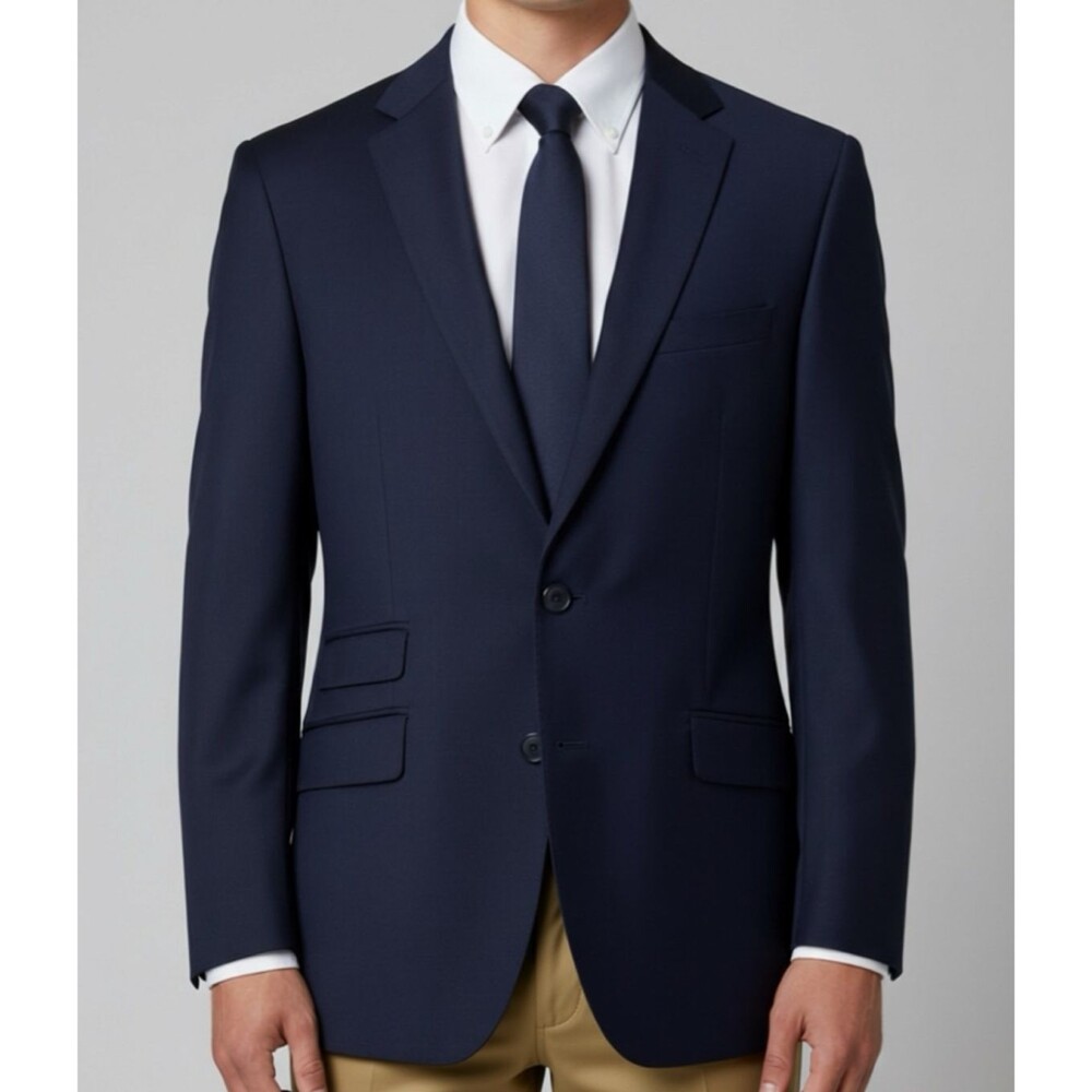BYRON Slim fit  Men’s Blazer Sport Coat 2-Button Jacket 38R Navy Blue Wool